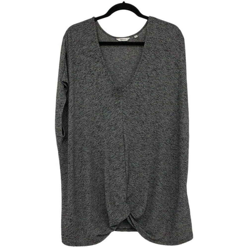 Reitman's Grey & White Marled cap Sleeve draped knit front top Plus size 2x
